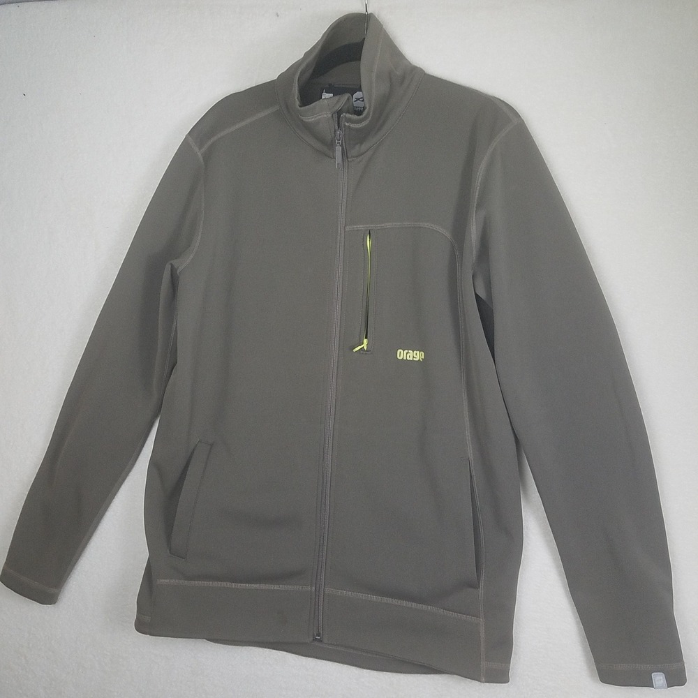 Orage Mens Full Zip Mid Layer Jacket Olive‎ Taupe Large Ski Hike RN 123274